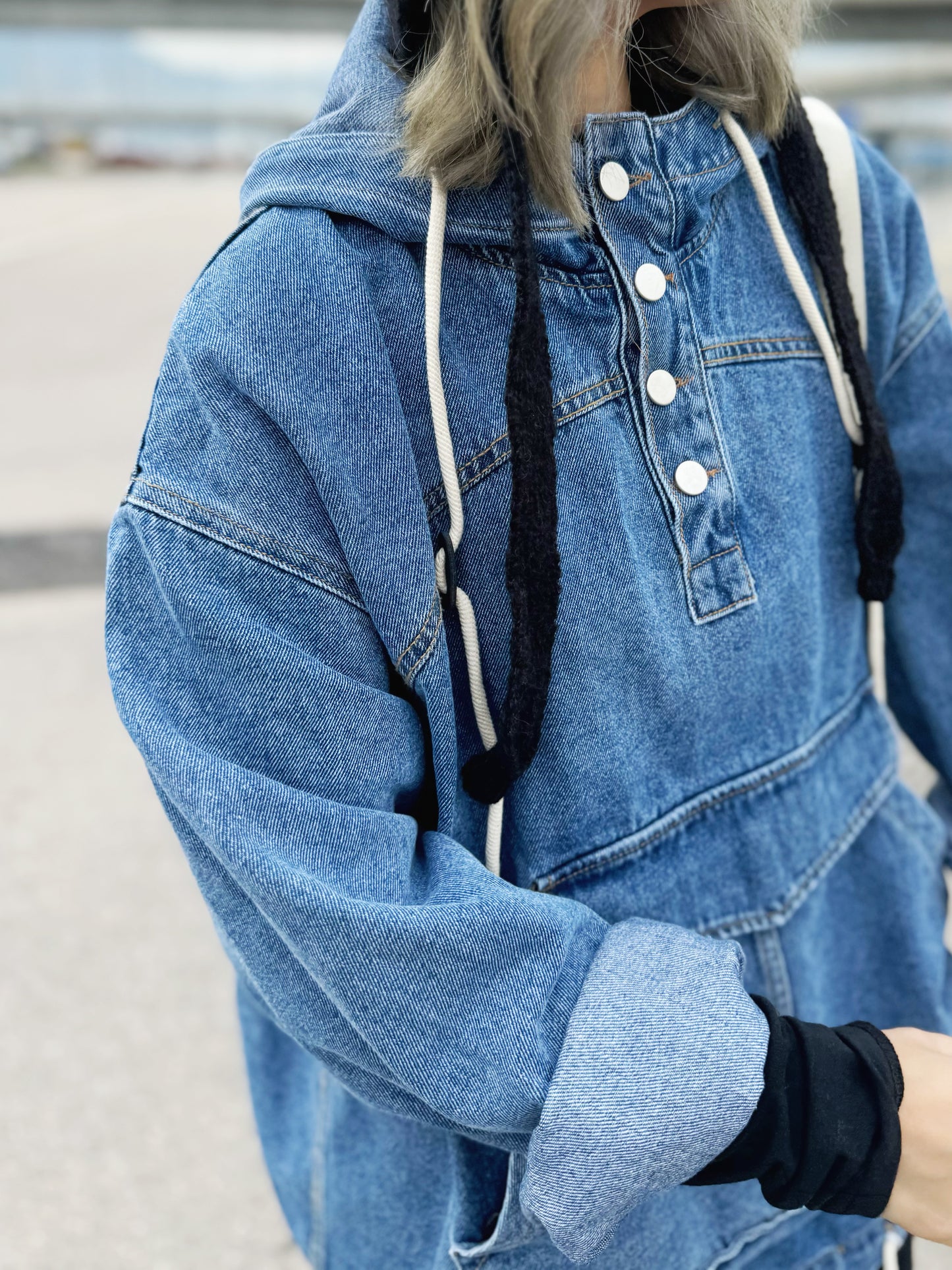 MZ-241 Oversized Denim Hoodie