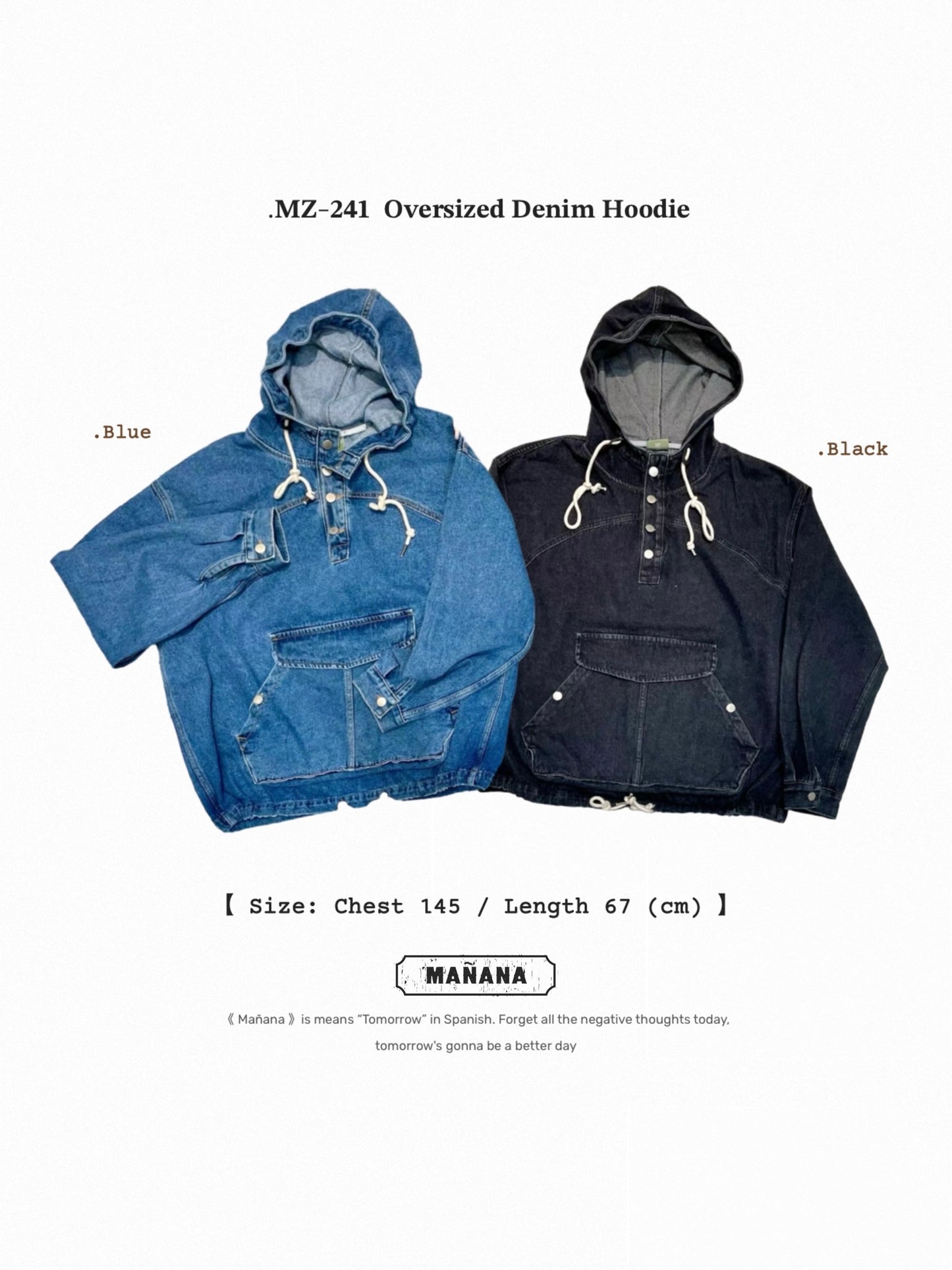 MZ-241 Oversized Denim Hoodie