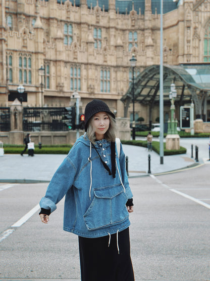 MZ-241 Oversized Denim Hoodie