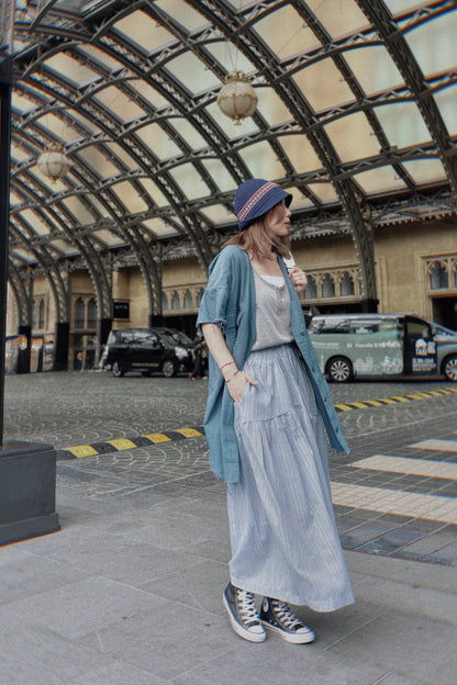 MZ738 ELASTIC WAIST STRIPED CULOTTES