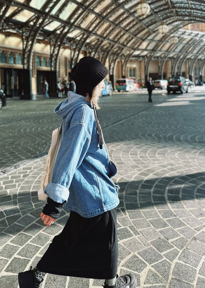 MZ-241 Oversized Denim Hoodie