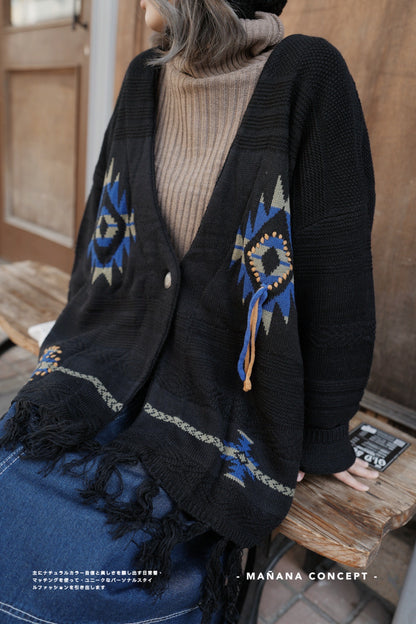 NA431 Native Chimayo Fringed Cardigan