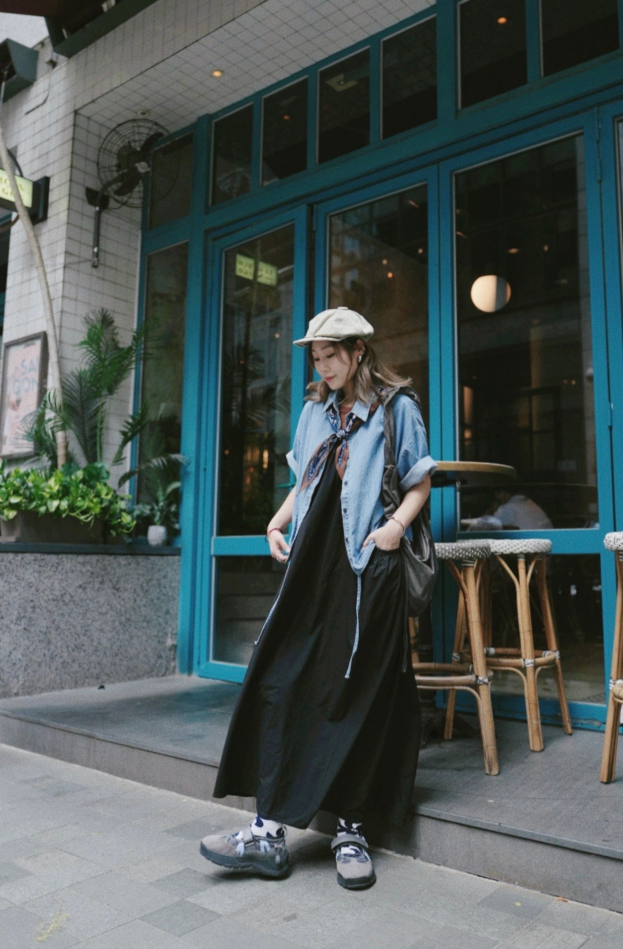 MZ826 PLEATED DENIM BOXY SHIRT