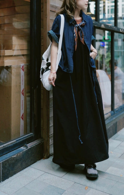 NA453 PLEATED OVERALL JUPMER DRESS