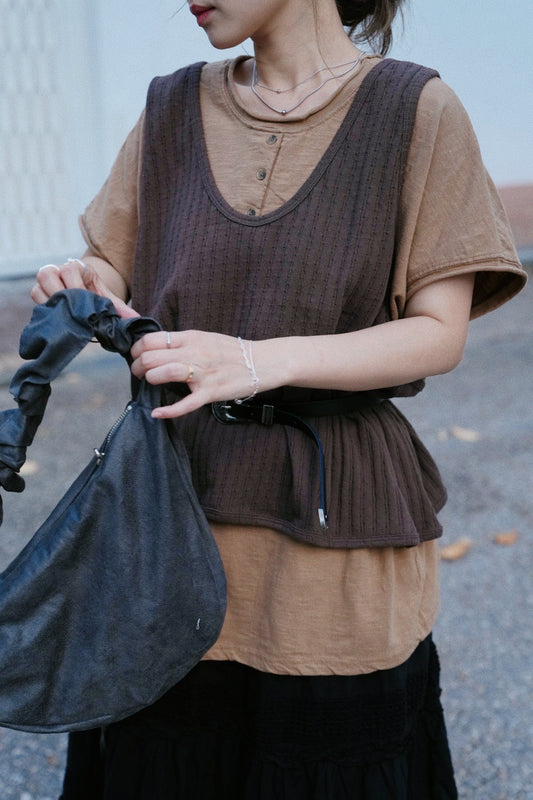 MZ822 HENLEY NECK COTTON TOP