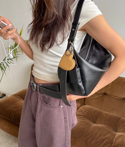 BUCKS & LEATHER HANDMADE DOUBLE POCKET HOBO BAG