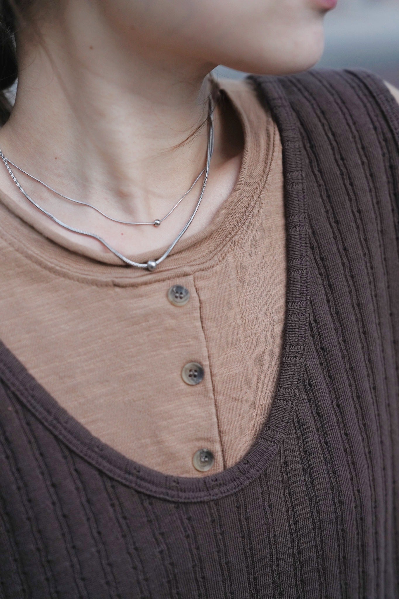 MZ822 HENLEY NECK COTTON TOP