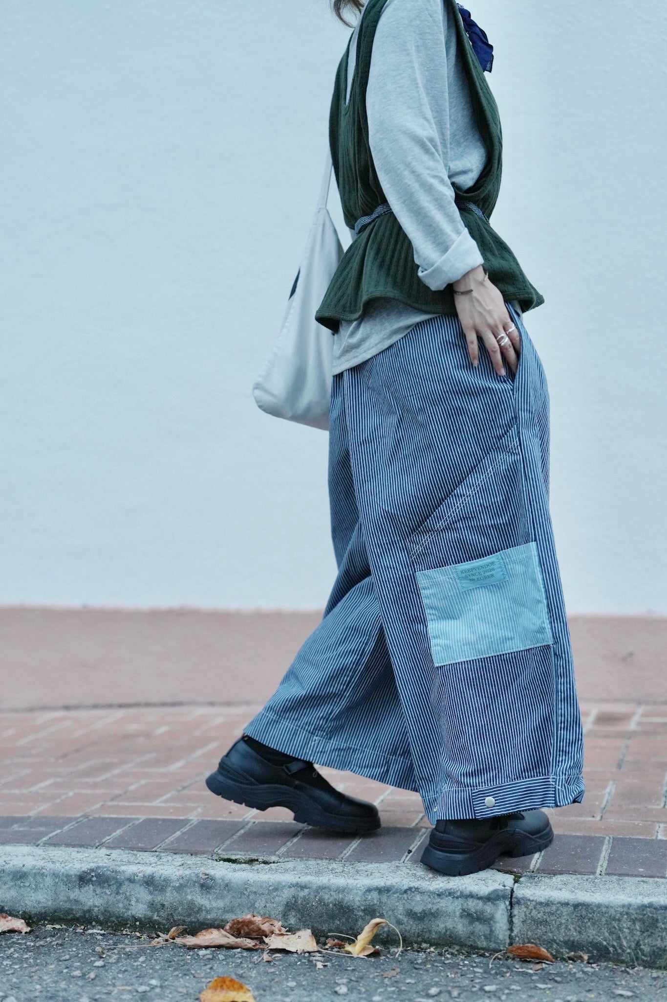 MZ823 PATCHED HICKORY STRIPED PANTS