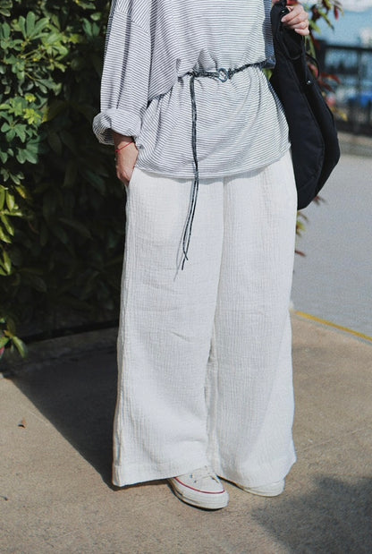 CA642 SOFT GAUZE WIDE LEG PANTS