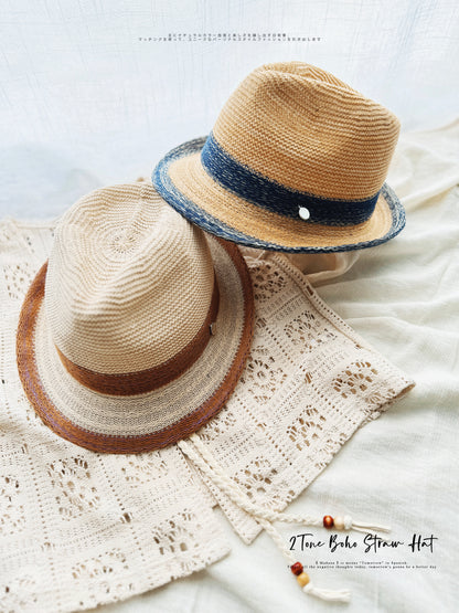 MZ384 2tone Boho Straw Hat