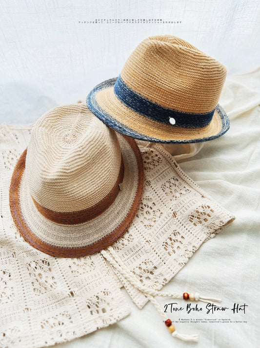 MZ384 2tone Boho Straw Hat