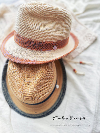 MZ384 2tone Boho Straw Hat
