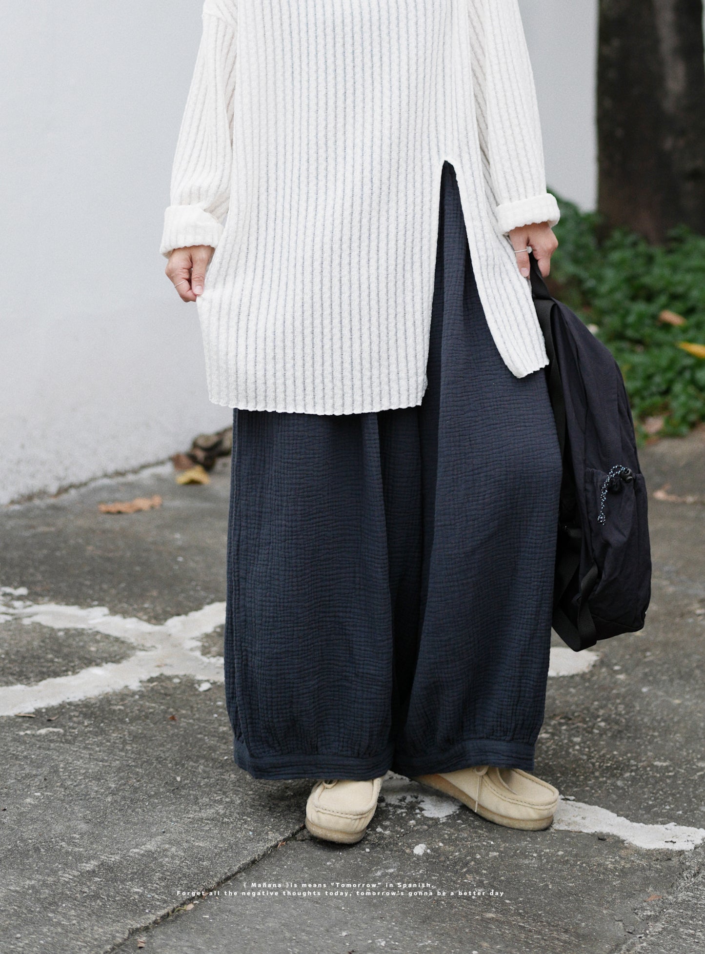 CA649 GAUZE COTTON BALLOON PANTS