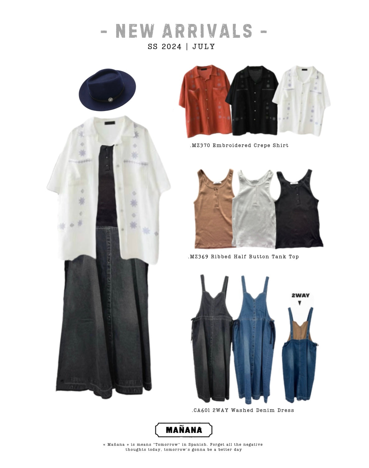 MZ370 Embroidered Crepe Shirt