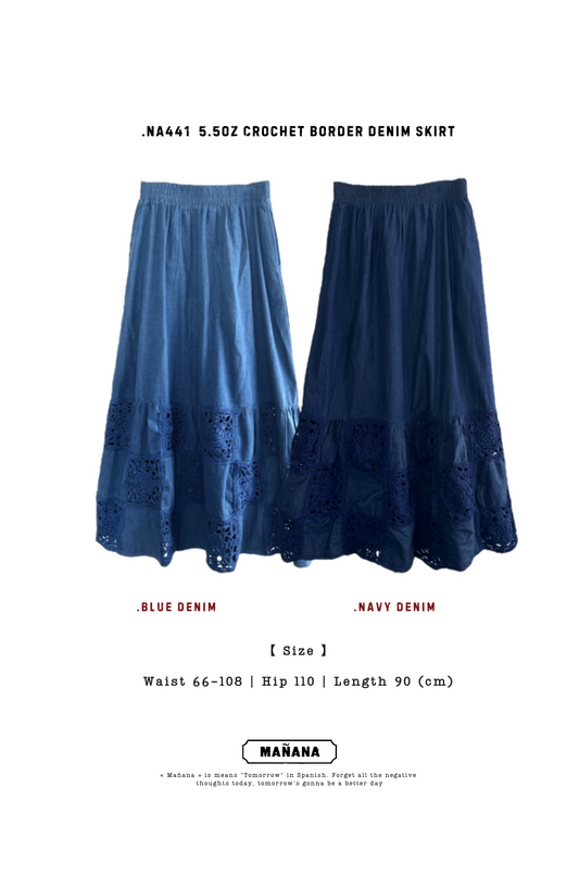 NA441 5.50Z CROCHET BORDER DENIM SKIRT