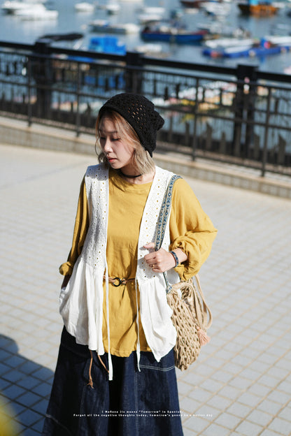 CA648 EMBROIDERED RIBBON VEST TOP
