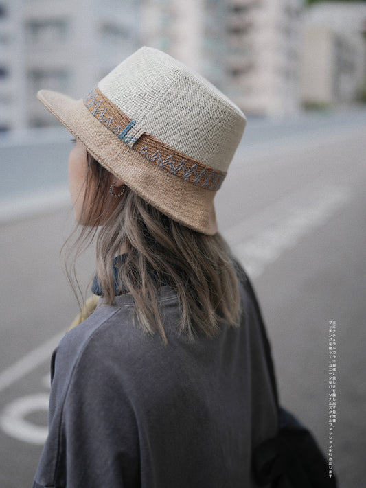 MZ320 Daisy Contrasted Linen Hat