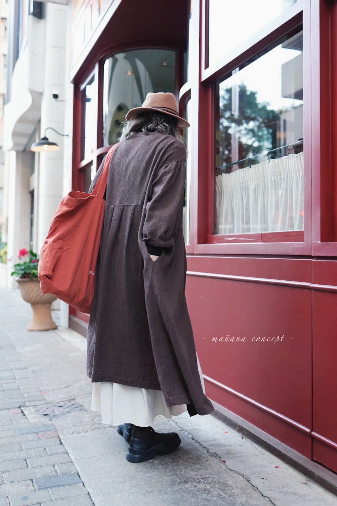 CA683 Round Neck Crepe Shirt Dress