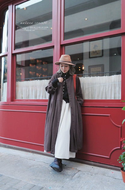 CA683 Round Neck Crepe Shirt Dress