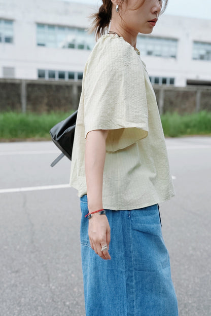 MB005 GATHERED NECK SMOCK BLOUSE