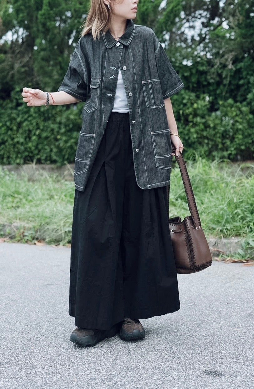 CB124 PLEATED WIDE-LEG CULOTTES