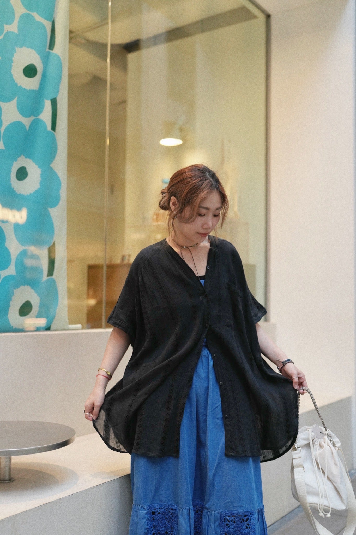NA442 STRIPE JACQUARD TUNIC CARDIGAN