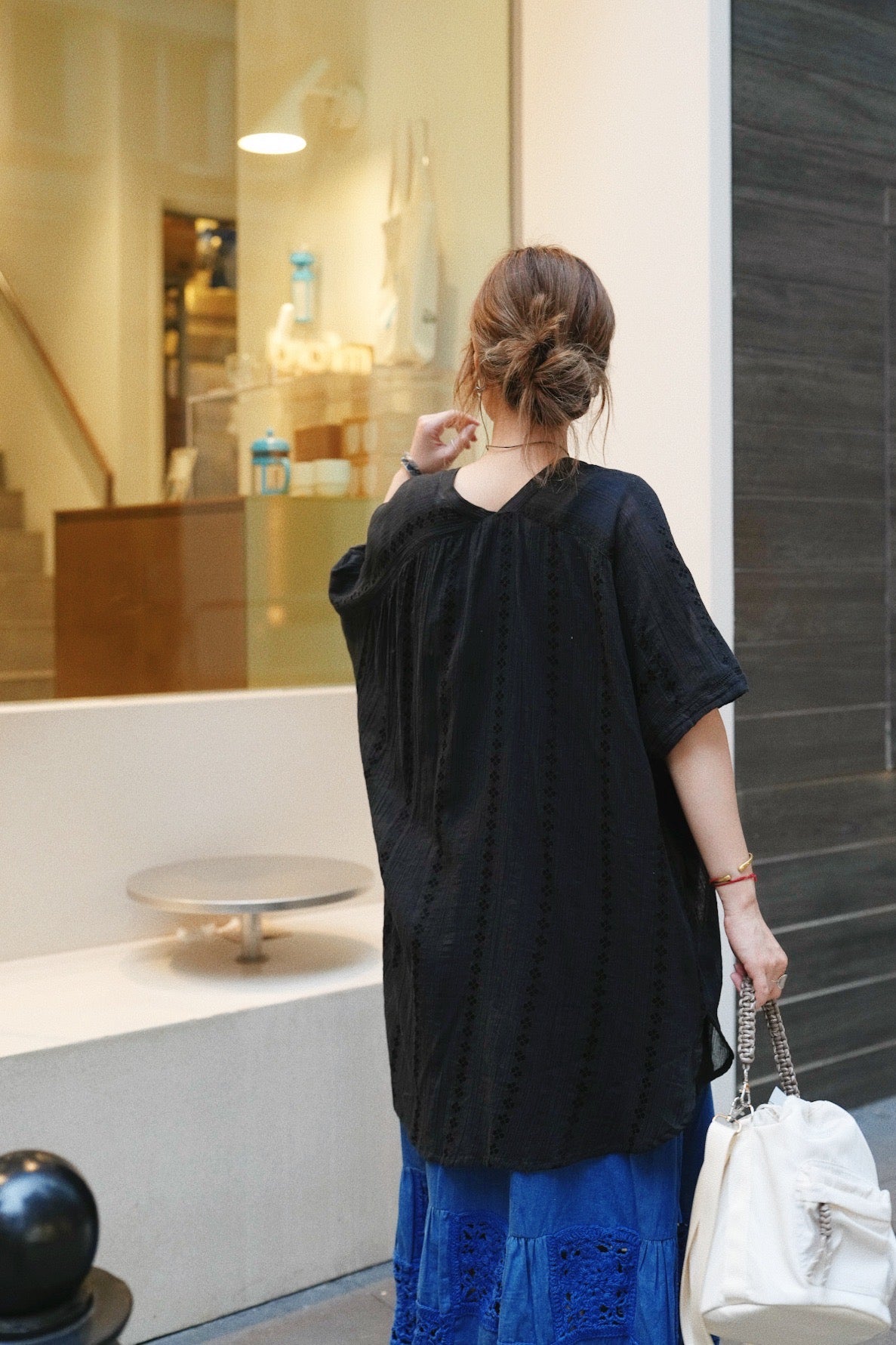 NA442 STRIPE JACQUARD TUNIC CARDIGAN
