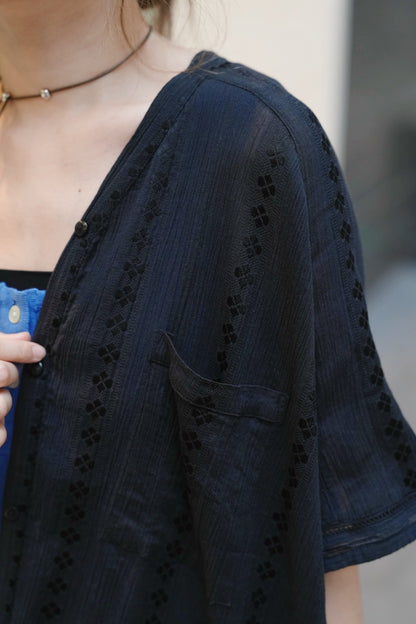 NA442 STRIPE JACQUARD TUNIC CARDIGAN