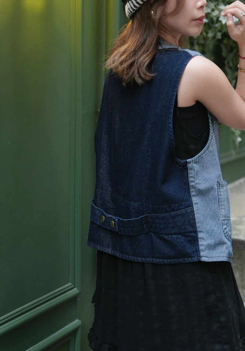 CA697 HICKORY STRIPE DENIM VEST