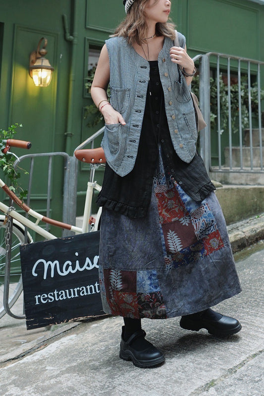 CA697 HICKORY STRIPE DENIM VEST