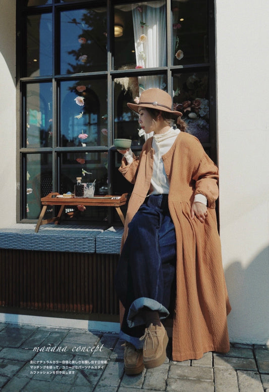 CA683 Round Neck Crepe Shirt Dress