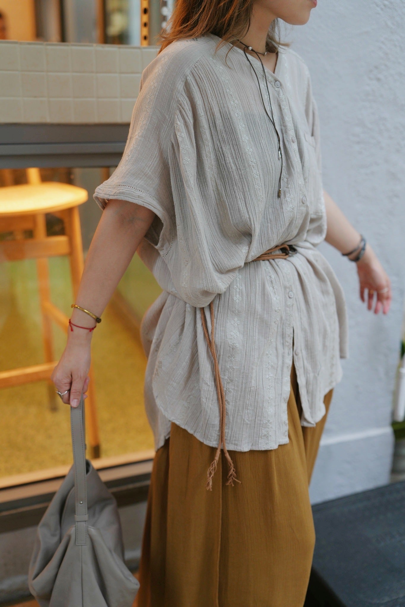 NA442 STRIPE JACQUARD TUNIC CARDIGAN