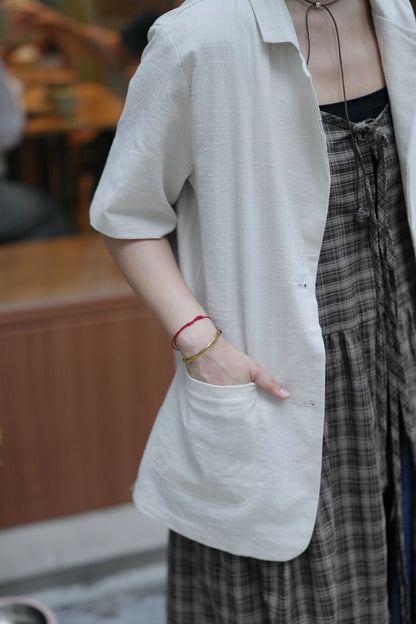 MZ743 LINEN BLAZER WITH BELT