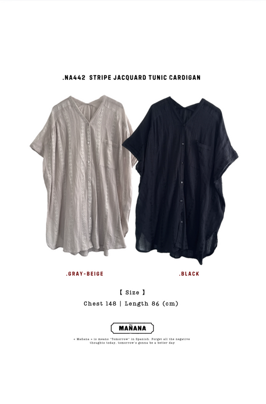 NA442 STRIPE JACQUARD TUNIC CARDIGAN