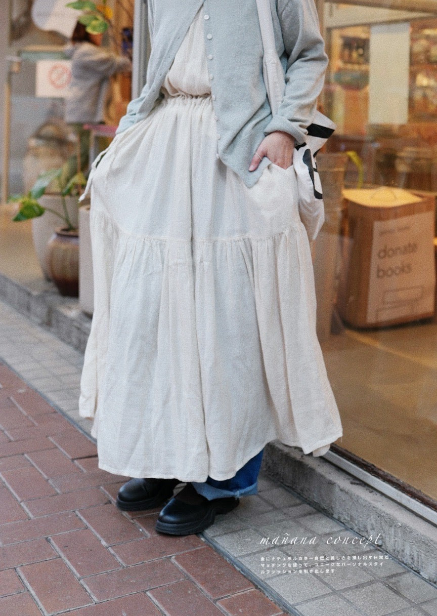 CA684 V-NECK LINEN OP DRESS