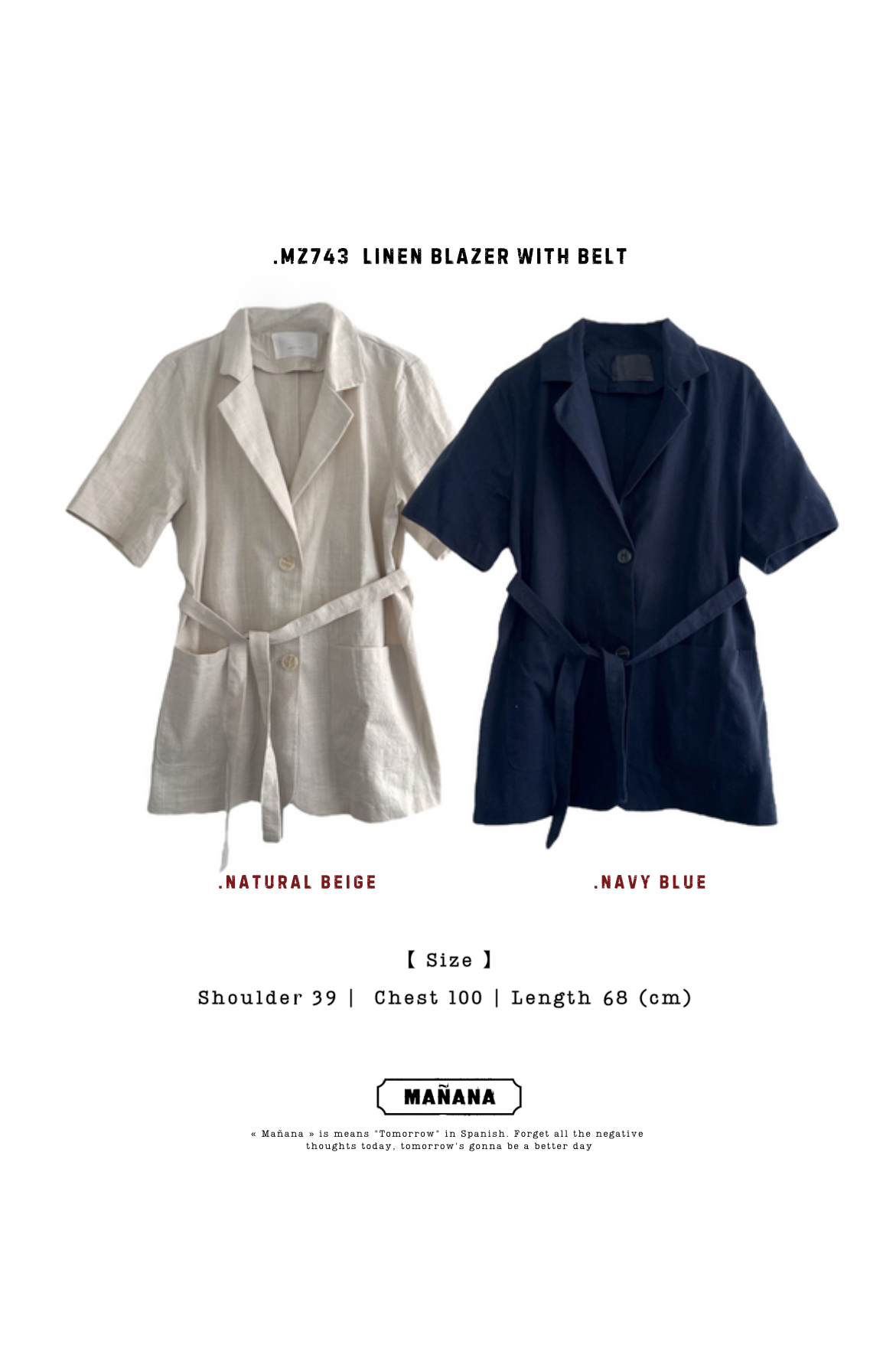 MZ743 LINEN BLAZER WITH BELT