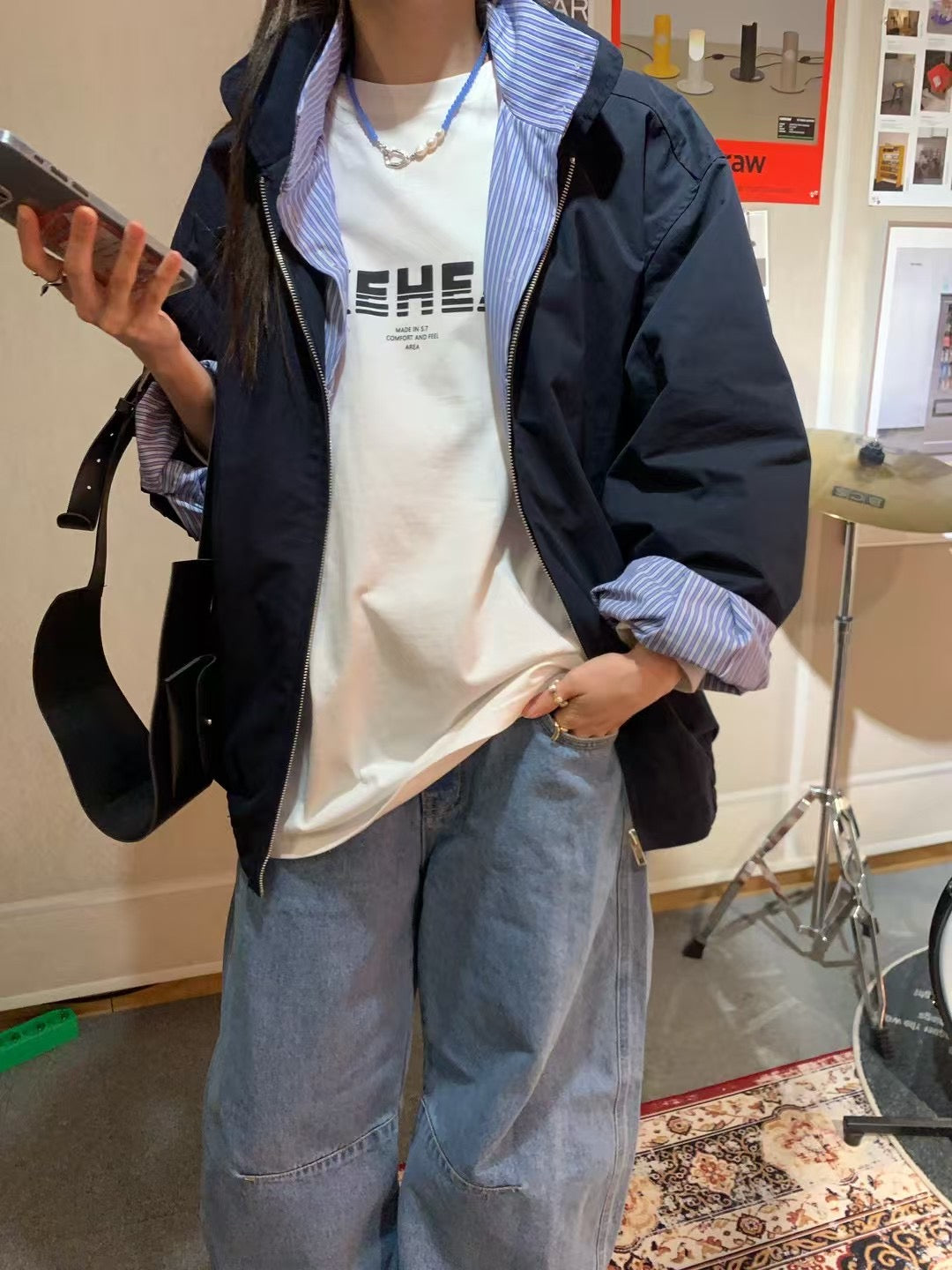 MZ626 SHIRT LAYERED STAND BLOUSON