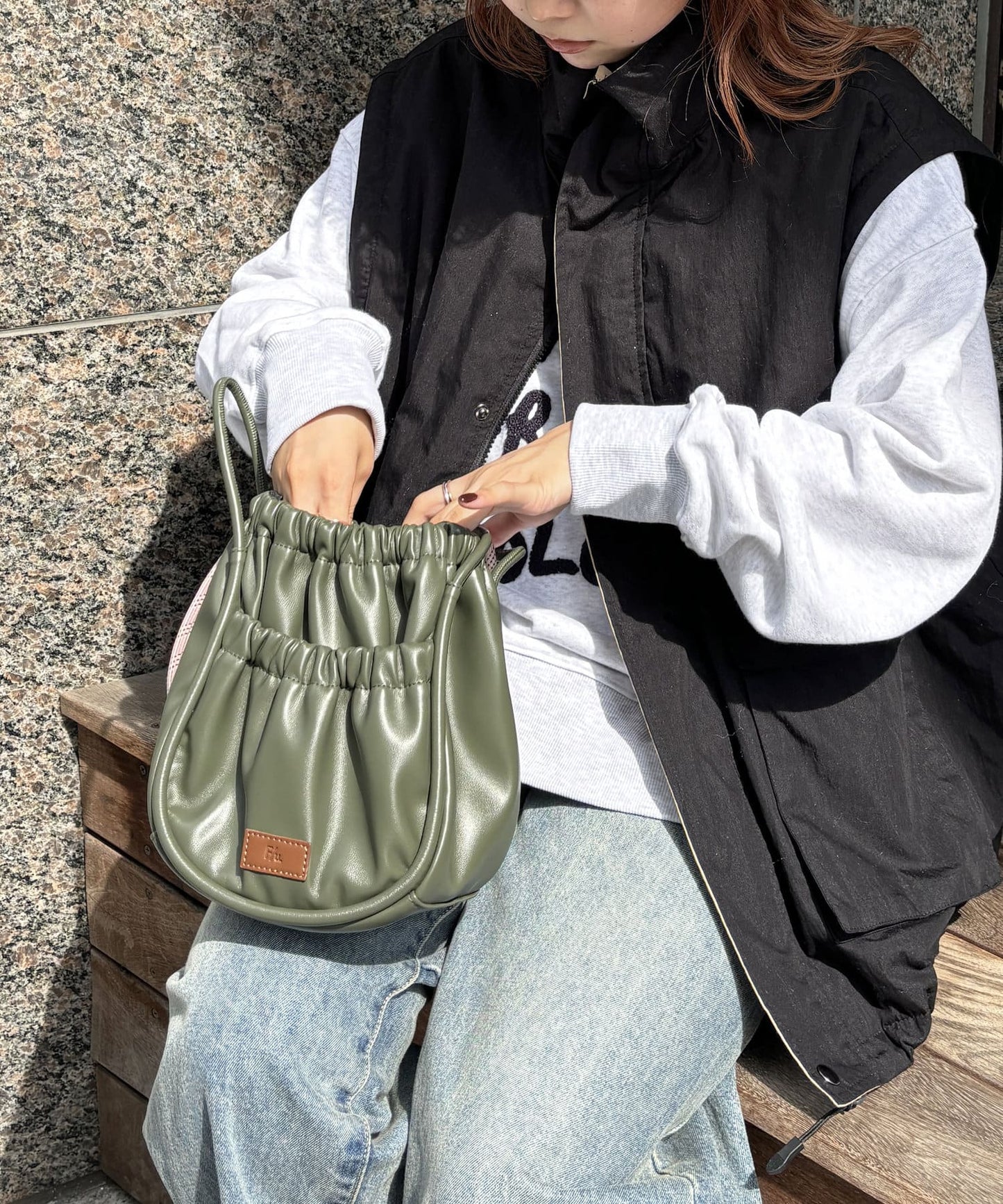 NA491 CPCM PU PARACORD GATHER SHOULDER BAG (Mini)