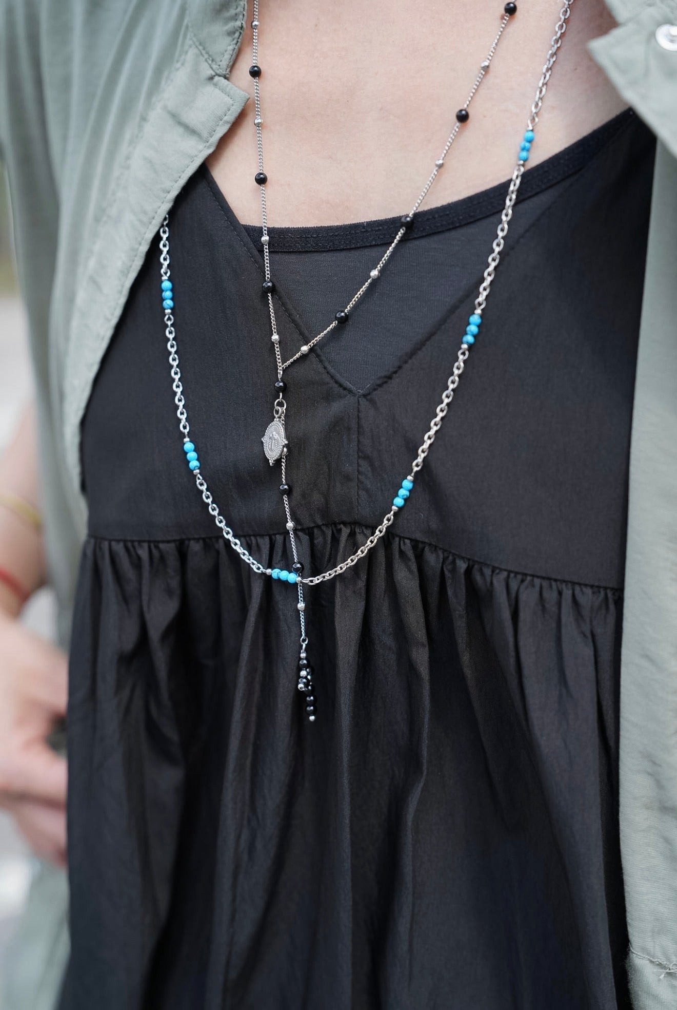 MB013 STAINLESS STEEL LAYERED NECKLACE
