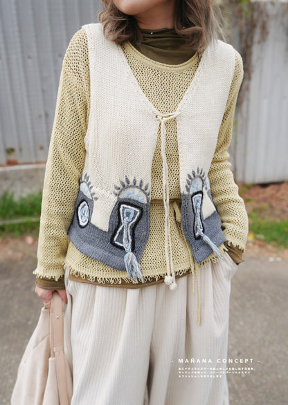 MZ603 PATTERN KNIT VEST TOP