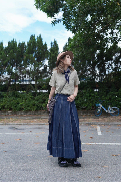 MZ749 PLEATED DENIM SKIRT