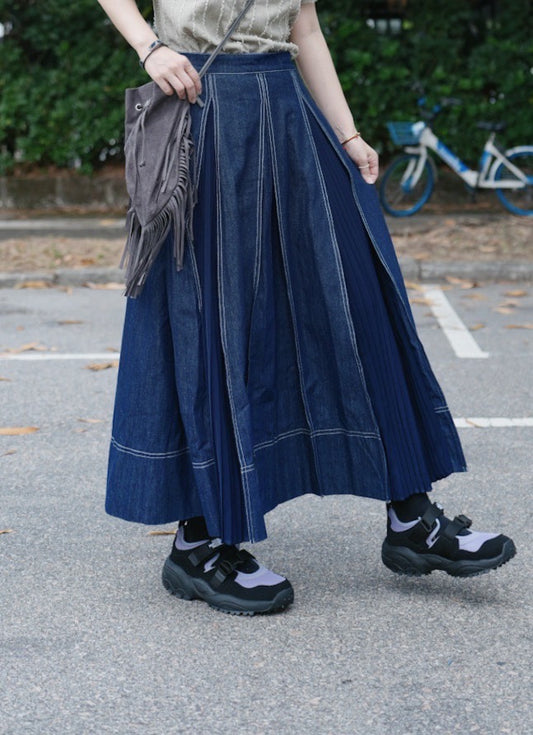 MZ749 PLEATED DENIM SKIRT