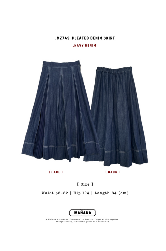 MZ749 PLEATED DENIM SKIRT