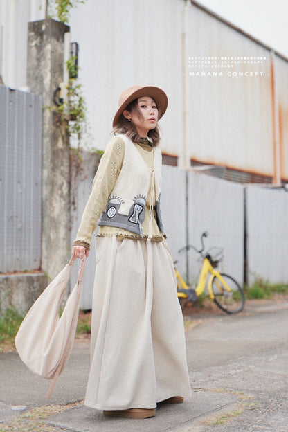 MZ603 PATTERN KNIT VEST TOP