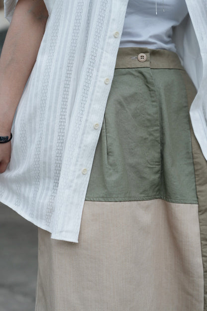 MZ732 TEXTURED PATCHWORK SKIRT