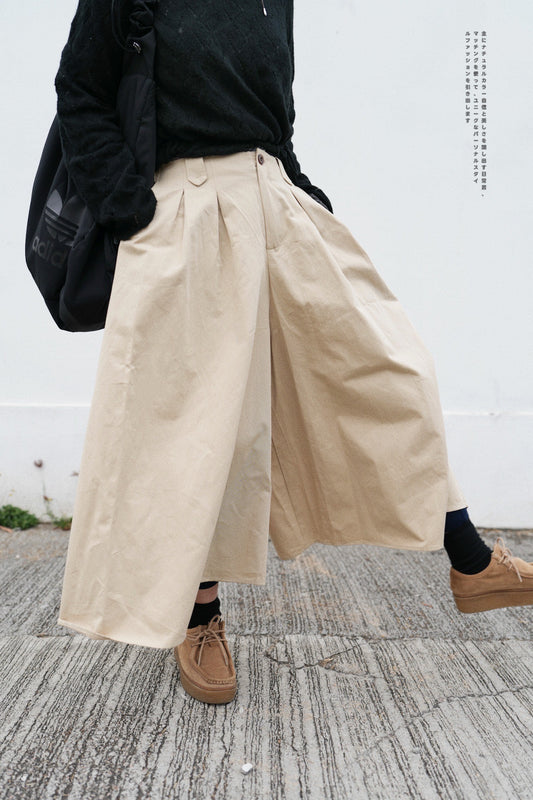 MZ617 COTTON WIDE LEG CULOTTES IN BEIGE