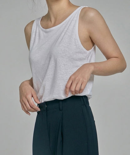 MB009 HIGH NECK LINEN TANK TOP 【 2件減-$20 】