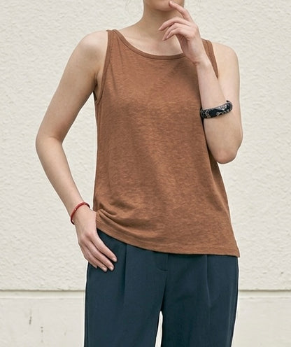 MB009 HIGH NECK LINEN TANK TOP 【 2件減-$20 】