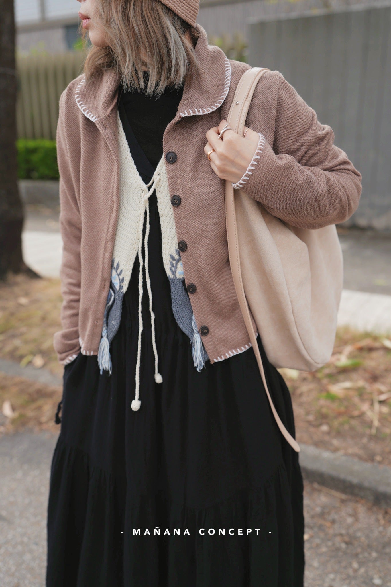 MZ603 PATTERN KNIT VEST TOP