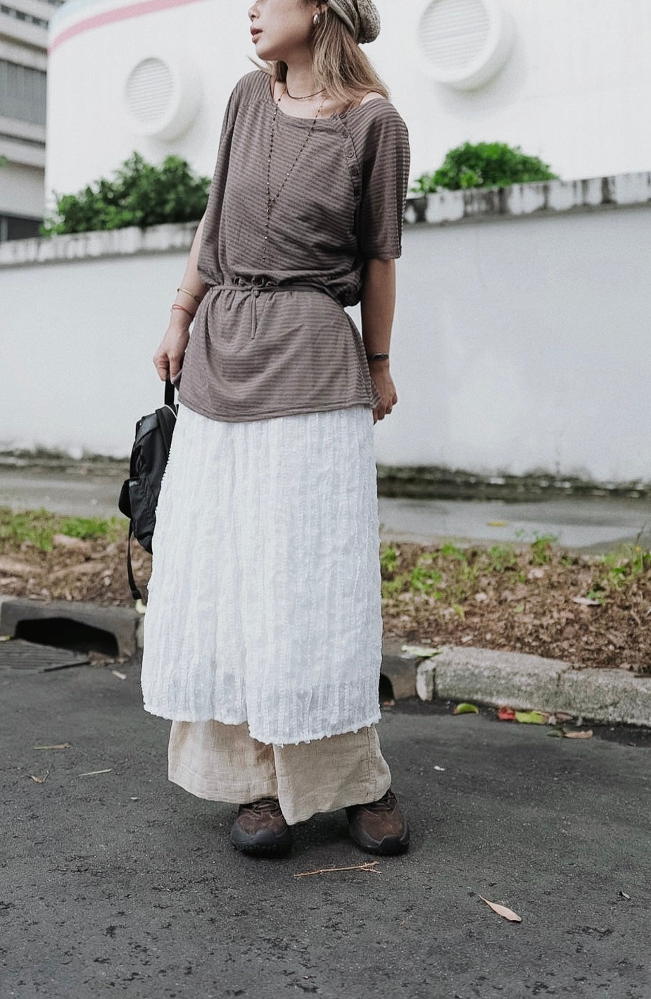 MB012 BUTTON STRIPED TOP